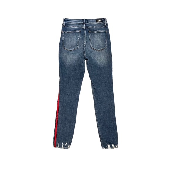Abercrombie & Fitch Simone High Rise Ankle Distressed w/ Red Stripe Jeans Size 2 - Picture 2 of 4